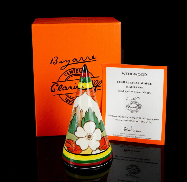 CLARICE CLIFF BY WEDGWOOD -LIMBERLOST- BIZARRE CONICAL SUGAR SIFTER SHAKER BOXED