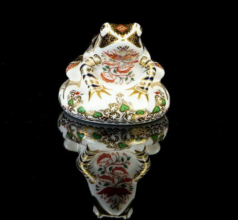 ROYAL CROWN DERBY -OLD IMARI FROG- LIMITED EDITION ANIMAL PAPERWEIGHT FIGURE & GOLD STOPPER