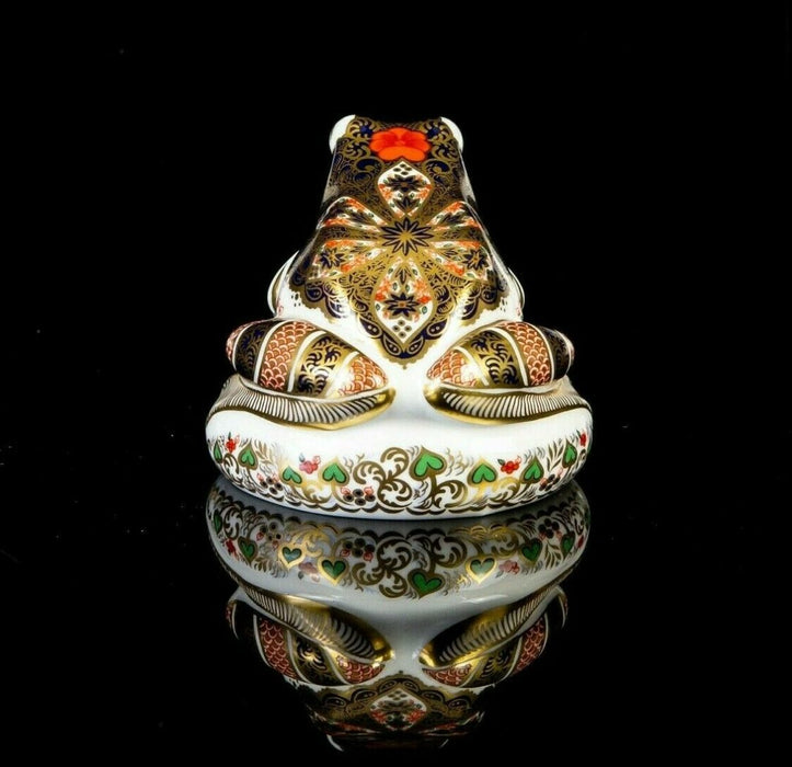 ROYAL CROWN DERBY -OLD IMARI FROG- LIMITED EDITION ANIMAL PAPERWEIGHT FIGURE & GOLD STOPPER