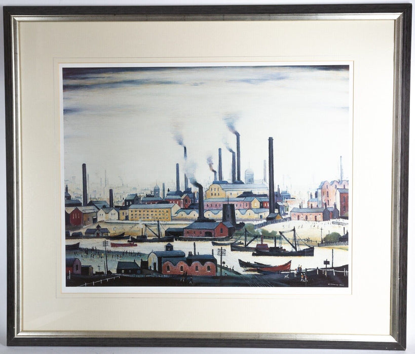 LS LAURENCE STEPHEN LOWRY, 'A RIVER BANK', LIMITED EDITION COLOUR PRINT, 48/850