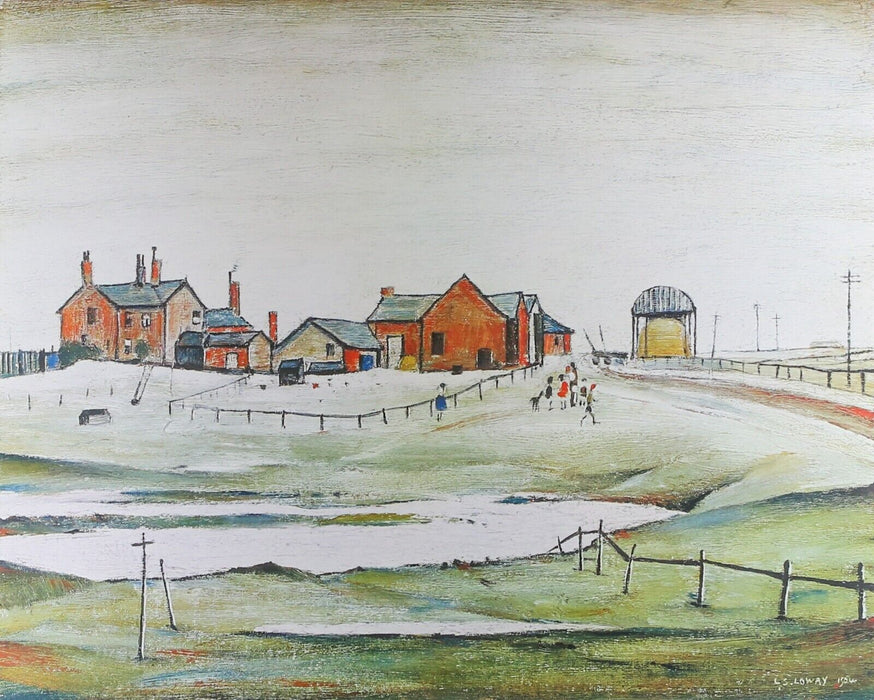 LS LOWRY, 'LANDSCAPE WITH FARM BUILDINGS', SIGNED LIMITED EDITION PRINT, 198/850
