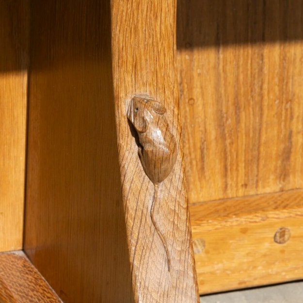 Typical marks and carvings of Mouseman Furniture