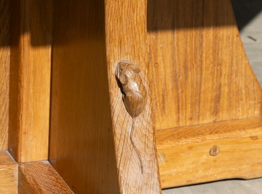 Typical marks and carvings of Mouseman Furniture
