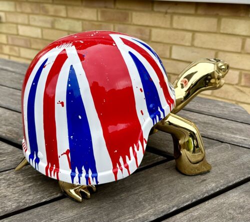 DIEDERIK VAN APPLE 'GOLDEN PEACE TURTLE, UNION JACK' SCULPTURE 59/150, BOX & COA