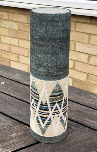 ALISON BRIGDEN, TROIKA CORNWALL STUDIO ART POTTERY LARGE CYLINDER CHIMNEY VASE