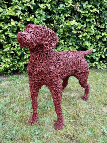 RUPERT TILL - LIFE SIZE LABRADOR RETRIEVER DOG WIRE GARDEN SCULPTURE ORNAMENT