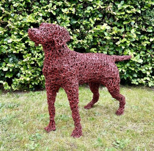 RUPERT TILL - LIFE SIZE LABRADOR RETRIEVER DOG WIRE GARDEN SCULPTURE ORNAMENT