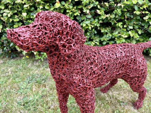 RUPERT TILL - LIFE SIZE LABRADOR RETRIEVER DOG WIRE GARDEN SCULPTURE ORNAMENT