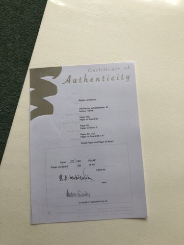 ROBERT LENKIEWICZ, 'PAINTER WITH BENEDIKTE', LIMITED EDITION PRINT 25/150 & COA
