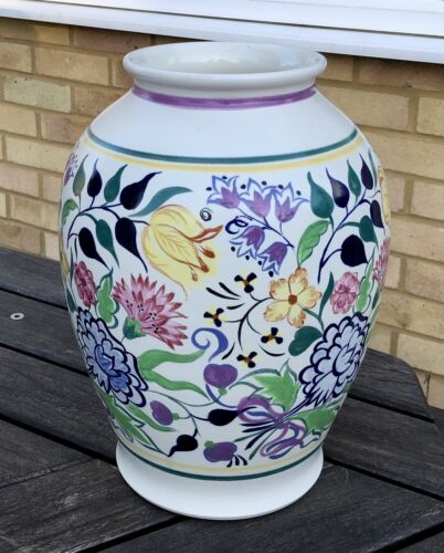 NELLIE BLACKMORE for POOLE POTTERY - LARGE 'BN' OVOID FLORAL FLOWER FOLIAGE VASE