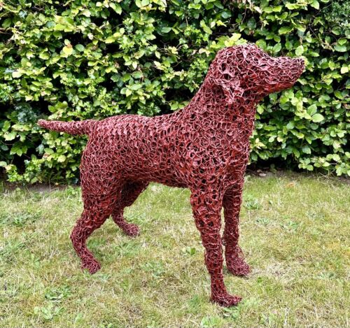 RUPERT TILL - LIFE SIZE LABRADOR RETRIEVER DOG WIRE GARDEN SCULPTURE ORNAMENT