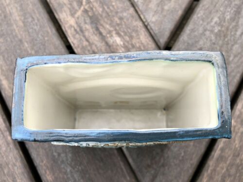 JANE FITZGERALD, TROIKA CORNWALL STUDIO ART POTTERY BLUE RECTANGULAR SLAB VASE