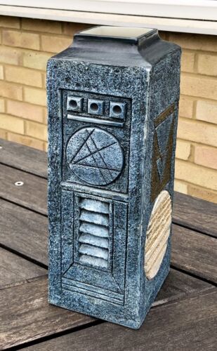 AVRIL BENNETT for TROIKA CORNWALL POTTERY LARGE COLUMN RECTANGLE SHOULDERED VASE