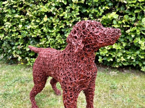 RUPERT TILL - LIFE SIZE LABRADOR RETRIEVER DOG WIRE GARDEN SCULPTURE ORNAMENT