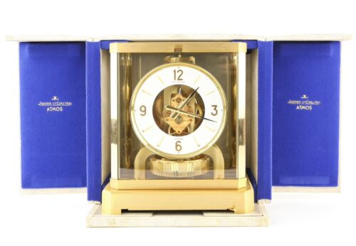 JAEGER LECOULTRE ATMOS BRASS/GLASS BRACKET MANTEL CLOCK, BOXED & PAPERWORK
