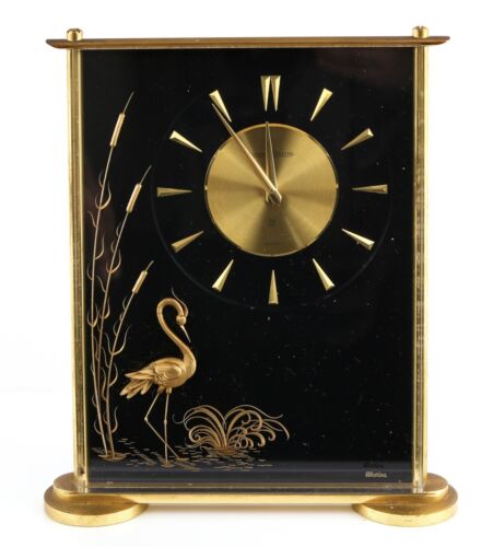 JAEGER LECOULTRE MARINA 487 CRANE AMONGST FOLIAGE 8-DAY MANTEL CLOCK