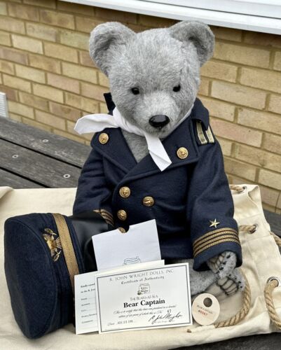 R JOHN WRIGHT 'BEAR CAPTAIN' LARGE LIMITED EDITION TEDDY BEAR AT SEA 67/250 COA