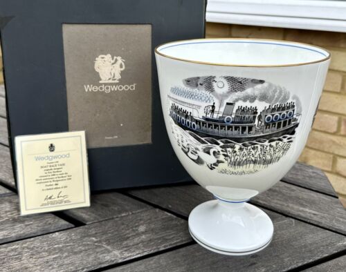 ERIC RAVILIOUS, WEDGWOOD 'BOAT RACE' LARGE GOBLET VASE 46/250, BOXED & COA