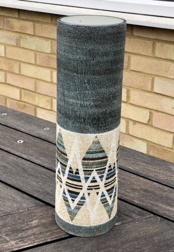 ALISON BRIGDEN, TROIKA CORNWALL STUDIO ART POTTERY LARGE CYLINDER CHIMNEY VASE