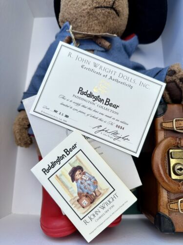 R JOHN WRIGHT - 'PADDINGTON BEAR' LIMITED EDITION 694/2500 TEDDY, BOXED & COA