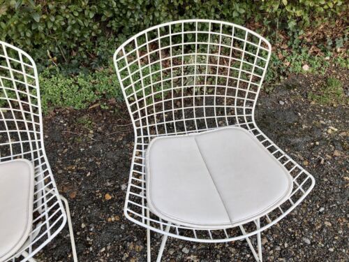 SET of 4 HARRY BERTOIA DESIGN VINTAGE MID-CENTURY WHITE WIRE DINING SIDE CHAIRS
