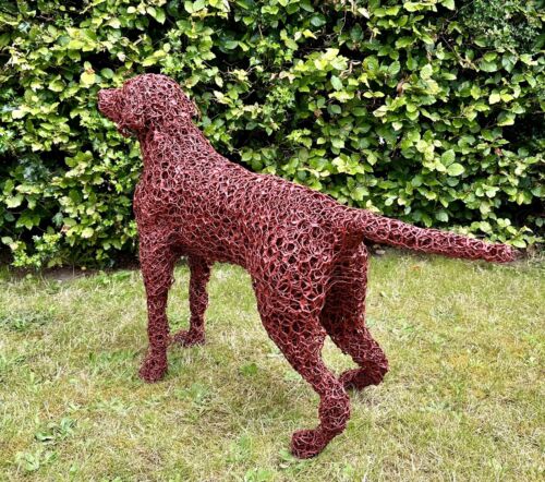 RUPERT TILL - LIFE SIZE LABRADOR RETRIEVER DOG WIRE GARDEN SCULPTURE ORNAMENT