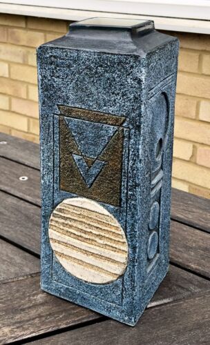 AVRIL BENNETT for TROIKA CORNWALL POTTERY LARGE COLUMN RECTANGLE SHOULDERED VASE