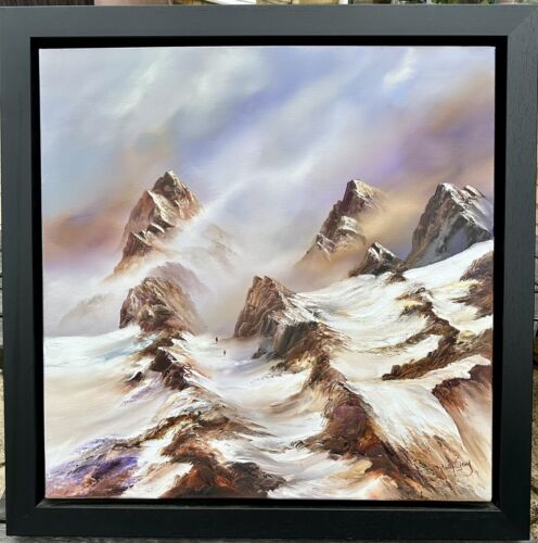 PHILIP GRAY, SNOWY MOUNTAINOUS LANDSCAPE SCENE STUDY, LARGE OIL PAINTING, SIGNED