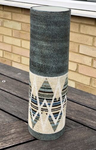 ALISON BRIGDEN, TROIKA CORNWALL STUDIO ART POTTERY LARGE CYLINDER CHIMNEY VASE