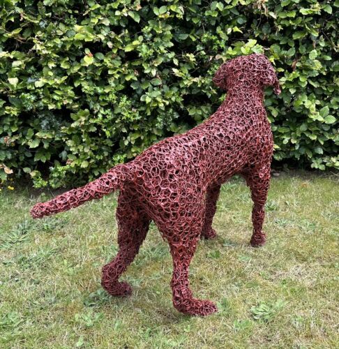 RUPERT TILL - LIFE SIZE LABRADOR RETRIEVER DOG WIRE GARDEN SCULPTURE ORNAMENT