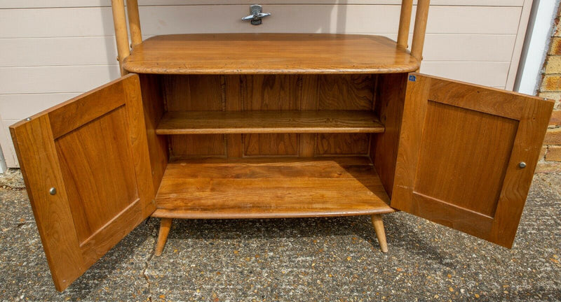 1960's ERCOL BLUE LABEL BEECH/ELM GIRAFFE ROOM DIVIDER BOOKCASE No. 363