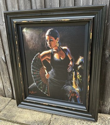FABIAN PEREZ, 'CELINA CON ABANICO', LIMITED EDITION CANVAS PRINT 22/195 & COA