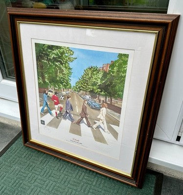 STEWART BECKETT 'EL BEATLE' GEORGE BEST ABBEY ROAD LIMITED EDITION PRINT, SIGNED