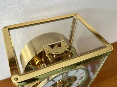 JAEGER LECOULTRE ATMOS BRASS/GLASS BRACKET MANTEL CLOCK & FITTED CASE BOX