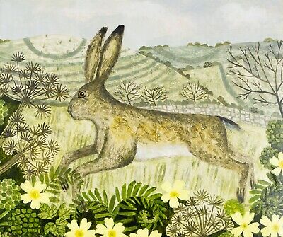 VANESSA BOWMAN, HARE & HILLSIDE, 2014 ORIGINAL OIL PAINTING, SIGNED