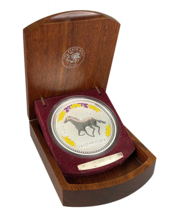 2002 KILO HORSE WITH DIAMOND EYE LIMITED EDITION AUSTRALIAN LUNAR SILVER BULLION $30 COIN