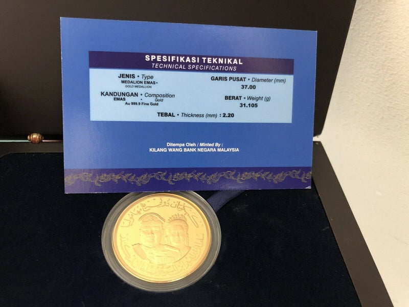 2015 KILANG WANG BANK NEGARA MALAYSIA FINE GOLD PROOF MEDALLION COIN &amp; COA