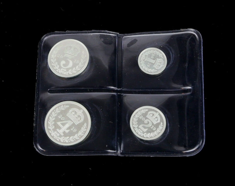 2019 MAUNDY MONEY 4d 3d 2d 1d SILVER 4-COIN SET & ROYAL MINT PRESENTATION CASE
