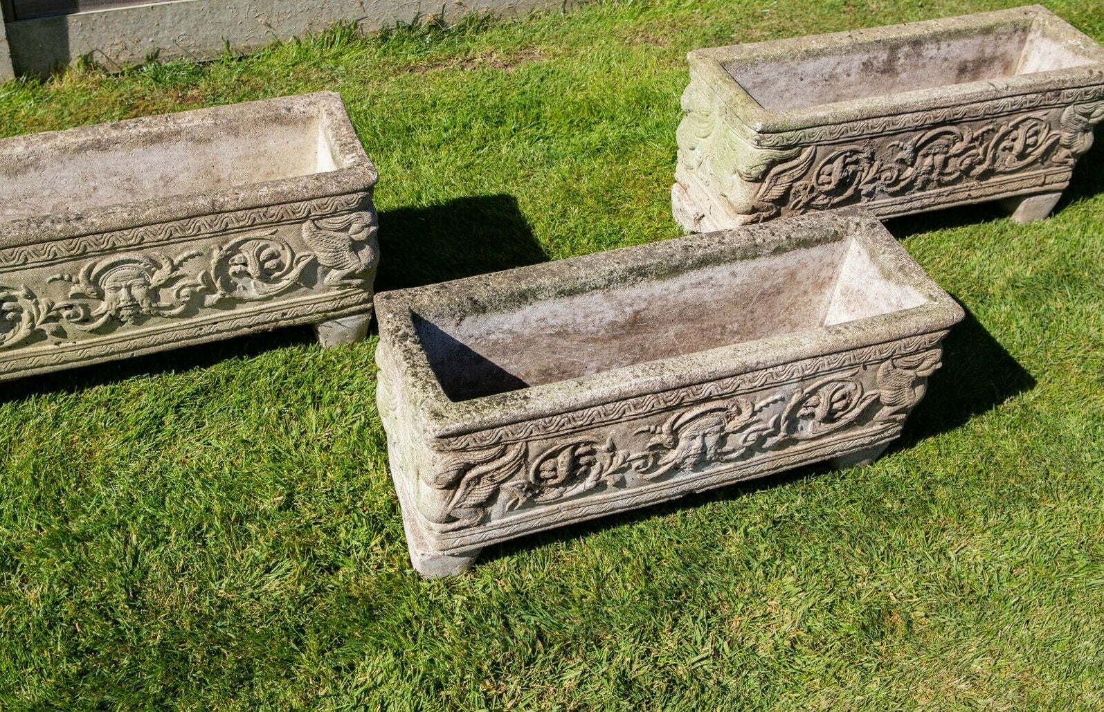 3X Reconstituted Stone Rectangular Garden Troughs — PM Antiques ...
