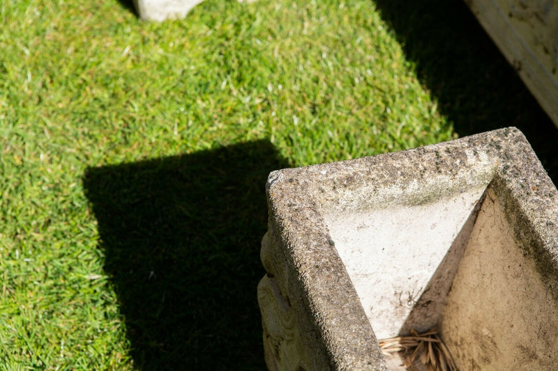 3x RECONSTITUTED STONE RECTANGULAR GARDEN TROUGHS