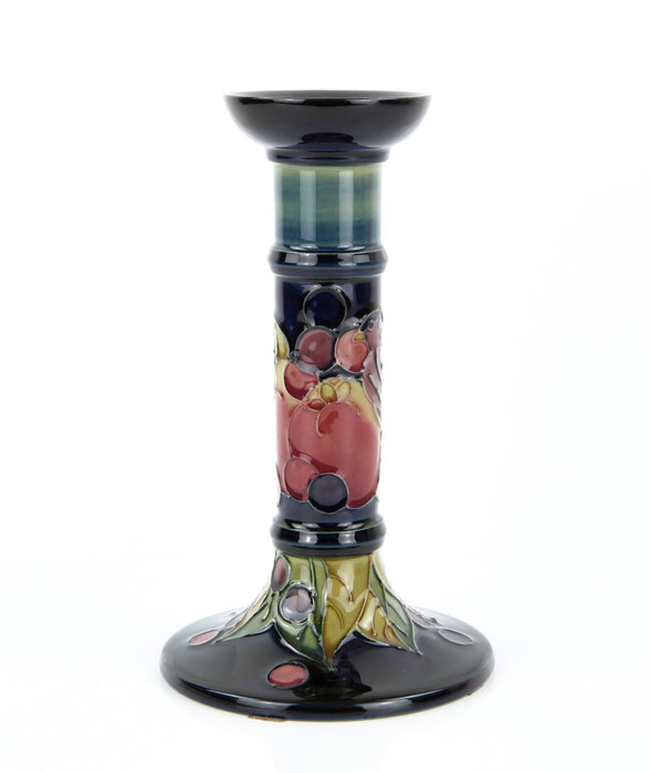 MOORCROFT POTTERY 'FINCH AND BERRIES' 1998 ANJI DAVENPORT LARGE CANDLE STICK