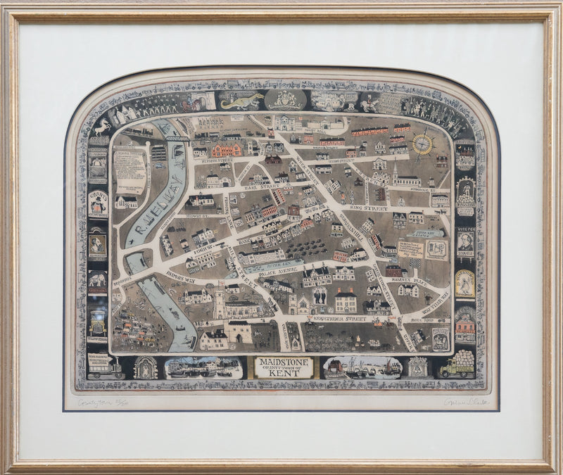 GRAHAM CLARKE 'COUNTY TOWN' LARGE LIMITED EDITION MAIDSTONE KENT ETCHING 55/200