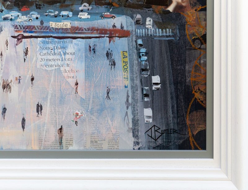 TOM BUTLER, 'ROOFTOP REVERIE, NOTRE-DAME', PARIS, ORIGINAL MIXED MEDIA PAINTING