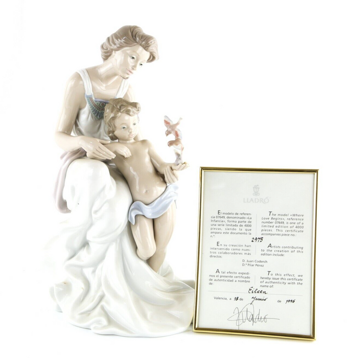 LLADRO 'WHERE LOVE BEGINS' MOTHER CHILD BABY LARGE FIGURE MODEL 7649 BOXED & COA