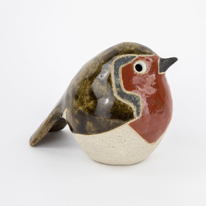ROSEMARY WREN, OXSHOTT POTTERY - ROBIN, STUDIO ART BIRD FIGURE MODEL, SIGNED