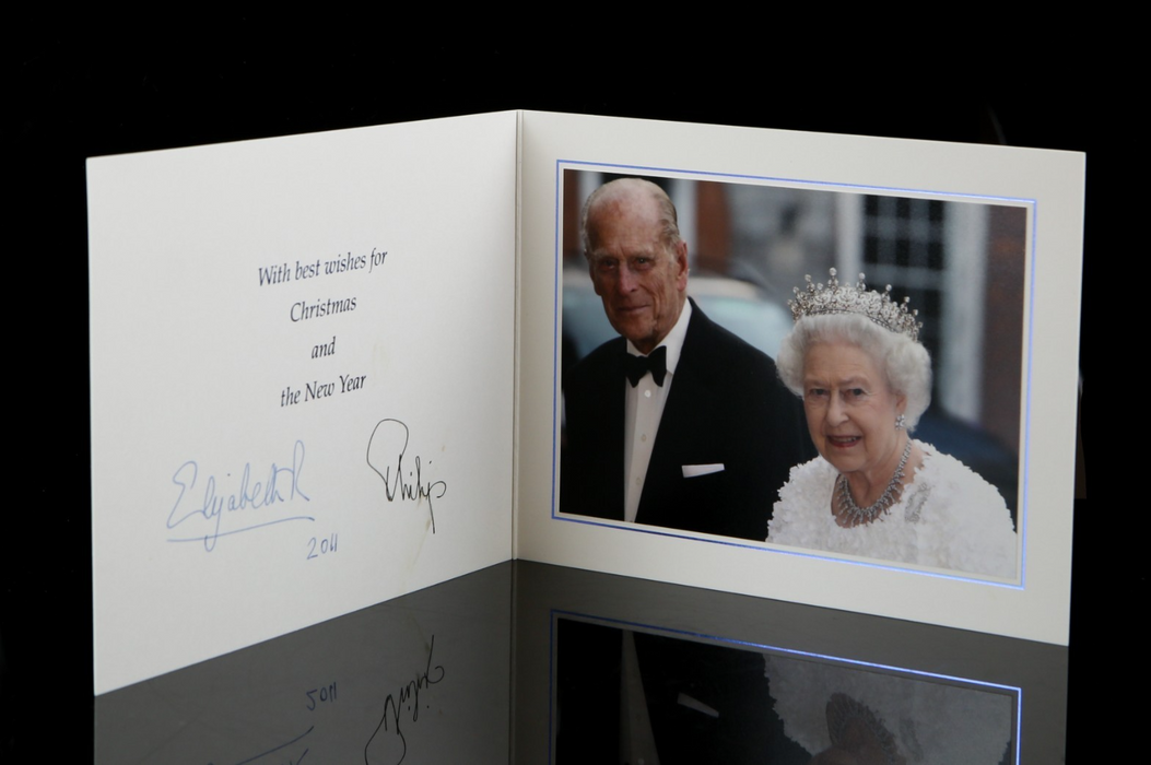 HM QUEEN ELIZABETH II & PRINCE PHILIP SIGNED AUTOGRAPHED 2011 ROYAL CHRISTMAS CARD