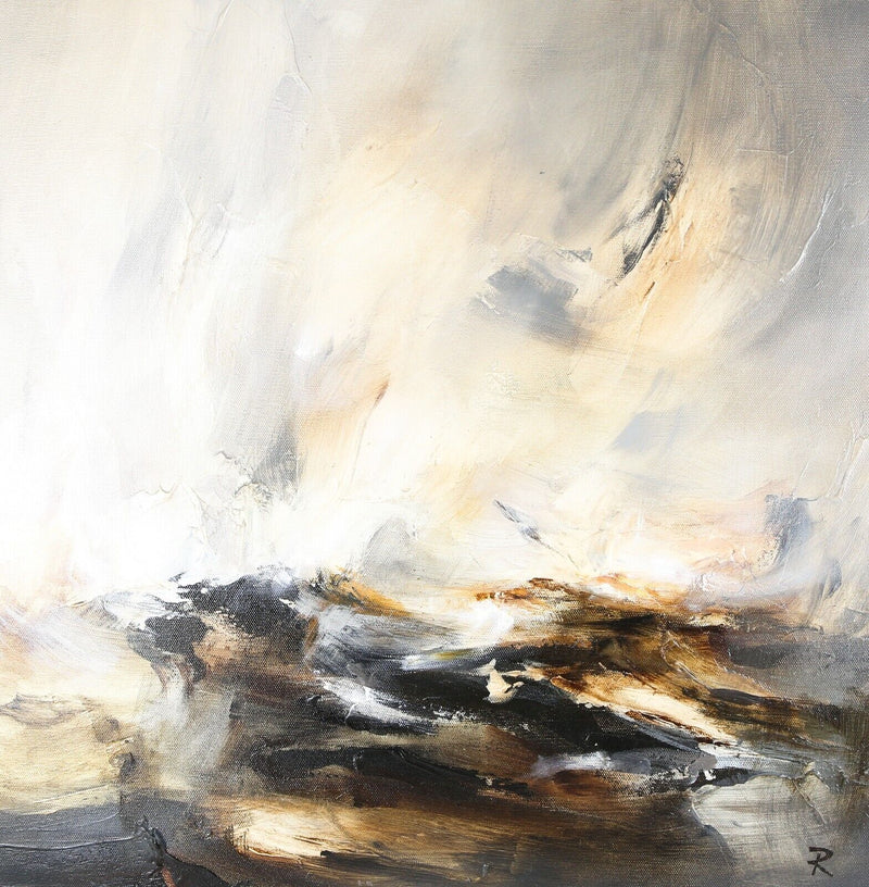 CHRIS & STEVE ROCKS, 'DANCING LIGHT', STORM SEA, ORIGINAL OIL PAINTING, SIGNED