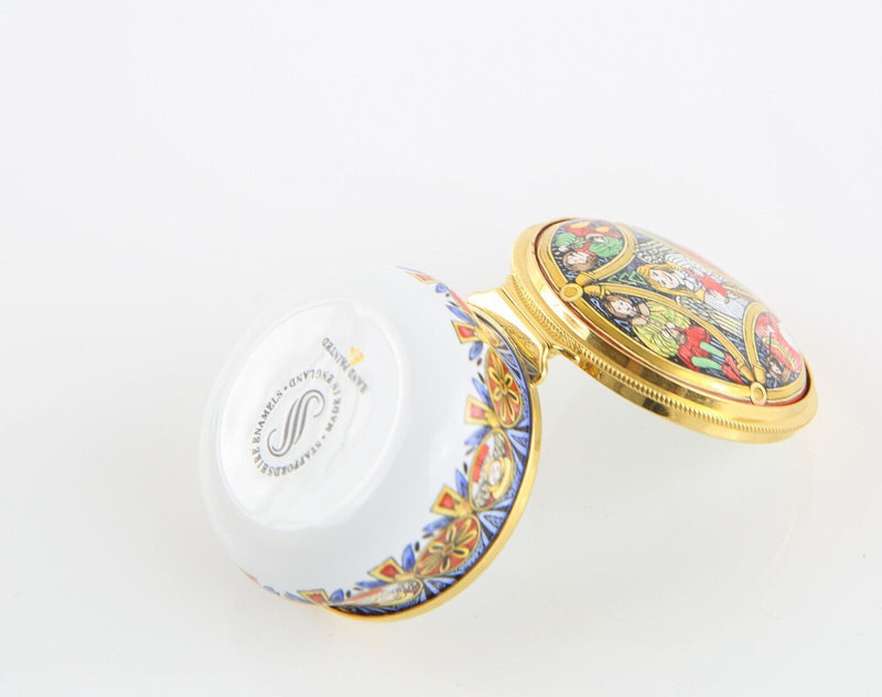 STAFFORDSHIRE 'CHRISTMAS 1995' ANGEL ENAMEL TRINKET PILL JEWELLERY BOX