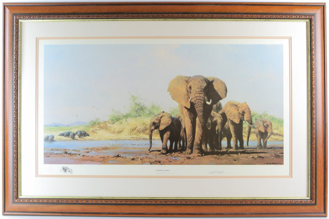 DAVID SHEPHERD, 'EVENING IN AFRICA', LIMITED EDITION ELEPHANTS PRINT, SIGNED