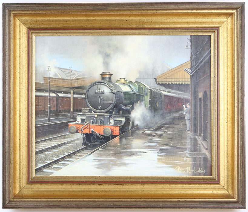 PHILIP D HAWKINS 'GREY DAY AT PADDINGTON' THORNBURY CASTLE, OIL PAINTING, SIGNED